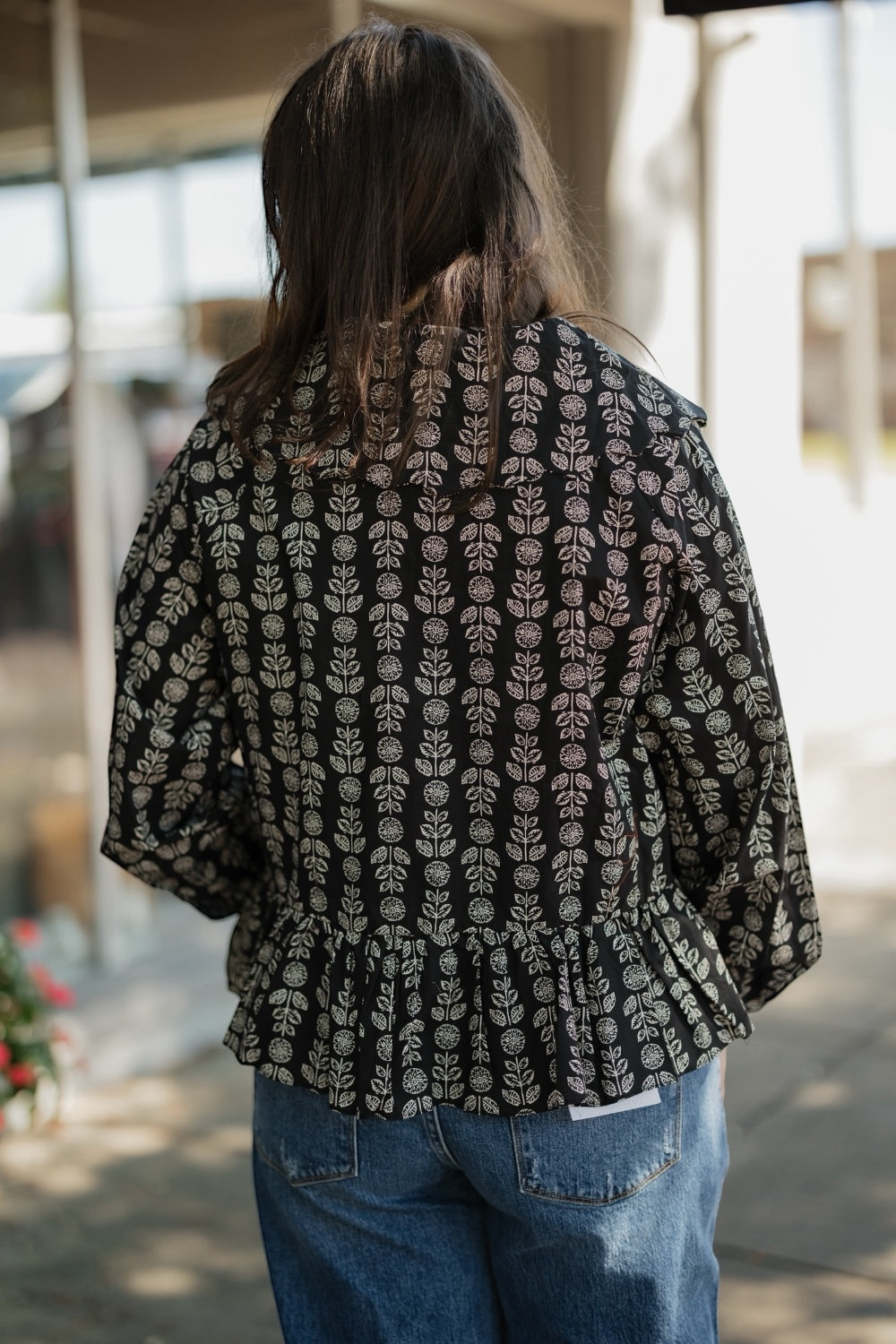 Banks Oversized Collar Peplum Hem Blouse
