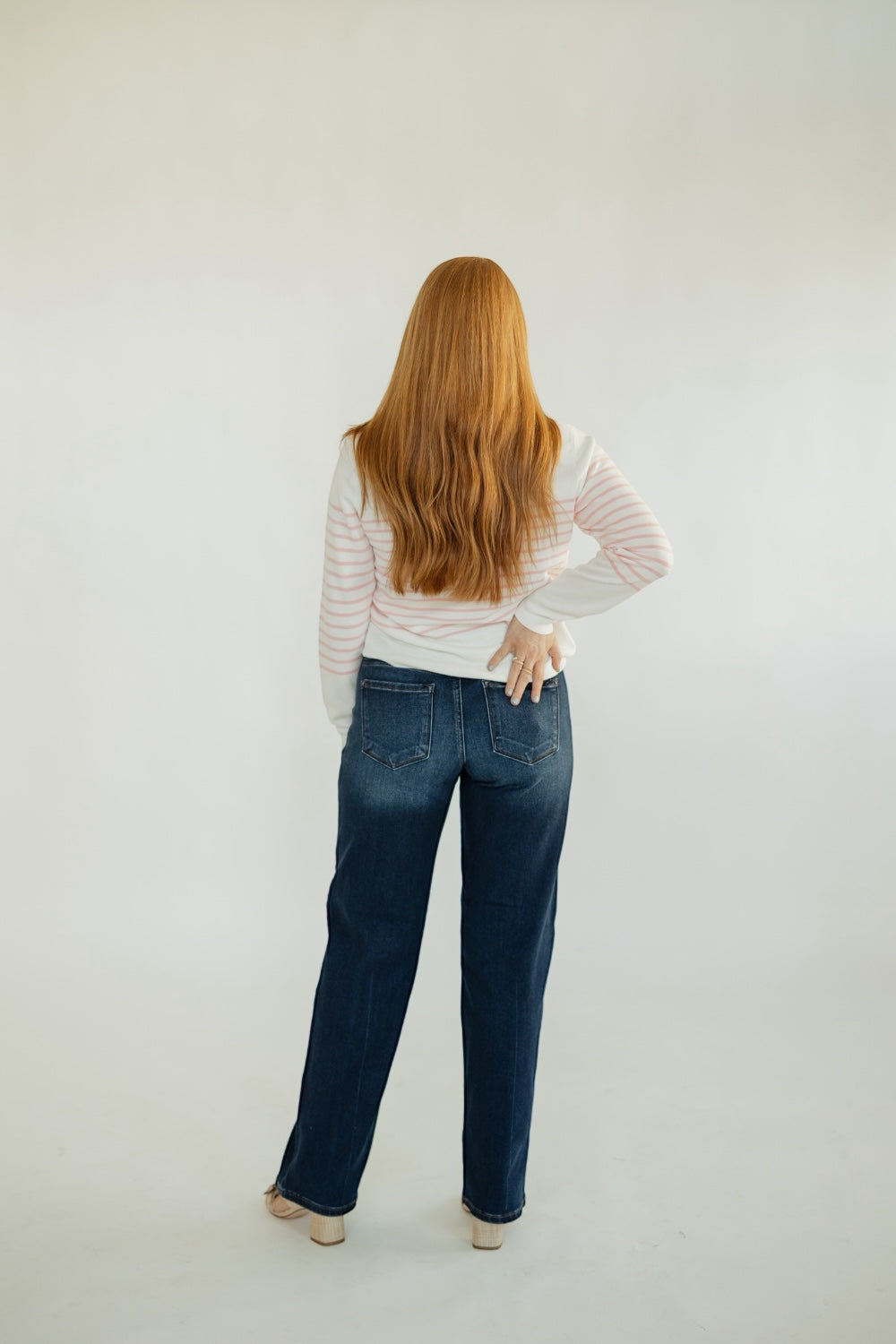 Laura White/Pink Striped Button Down Cardigan (XS-XL)