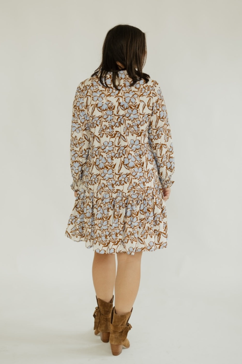 Terri Brown/Blue Floral Tiered Dress