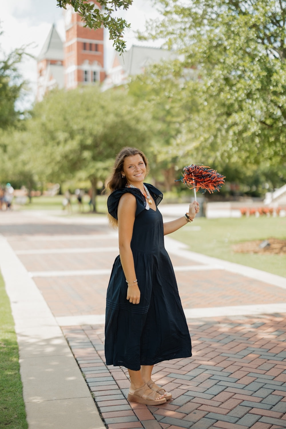 Maren Navy Flutter Sleeve Maxi Dress