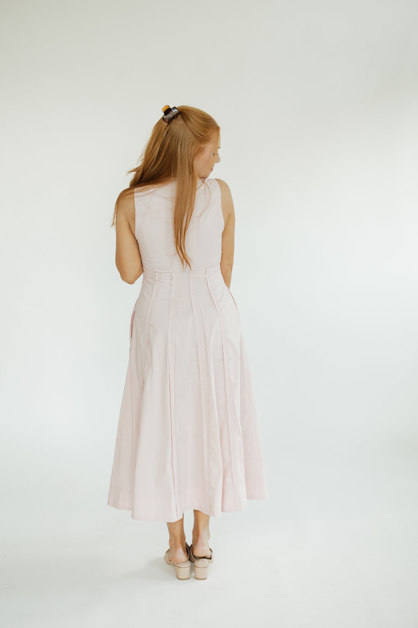 Cecilia Cotton Poplin Scoop Neck Midi Dress