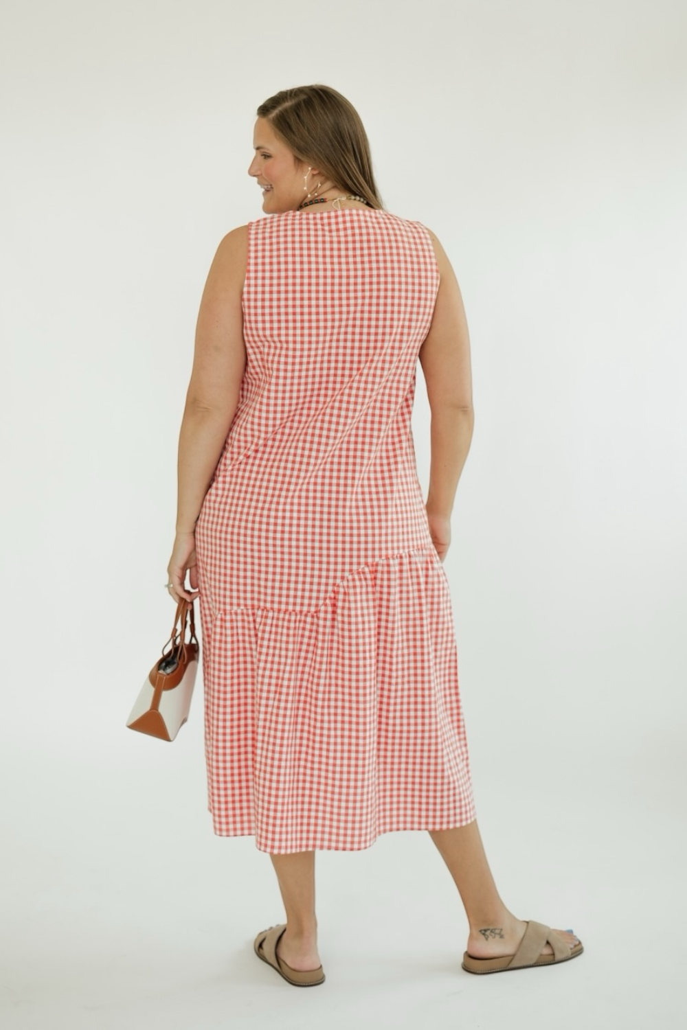 Gracie Red Gingham Midi Dress (XS-XL)