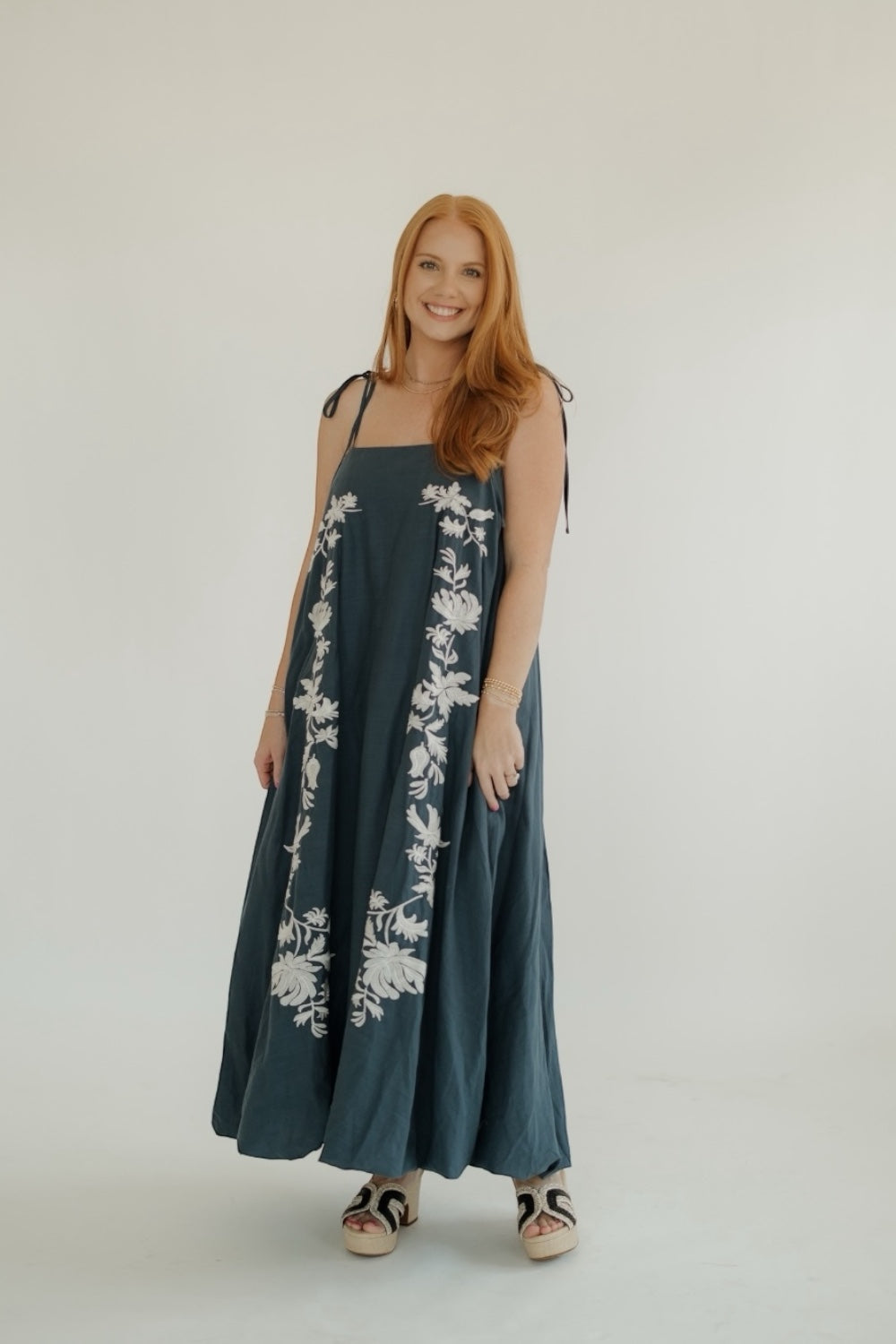 Emilie Embroidered Bubble Hem Maxi Dress (S-3XL)