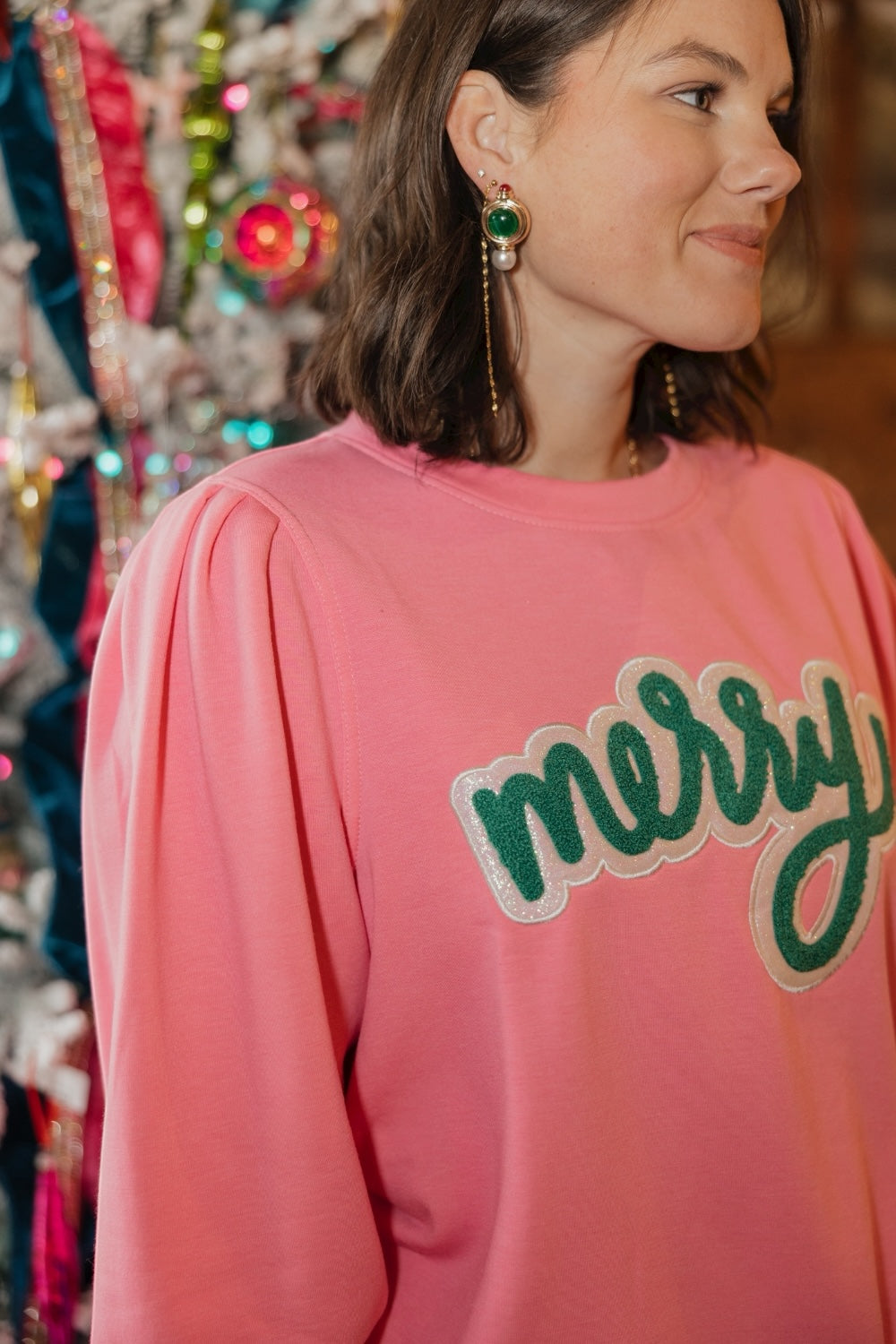 "Merry" Pink Kelly Sweatshirt (XS-2XL)