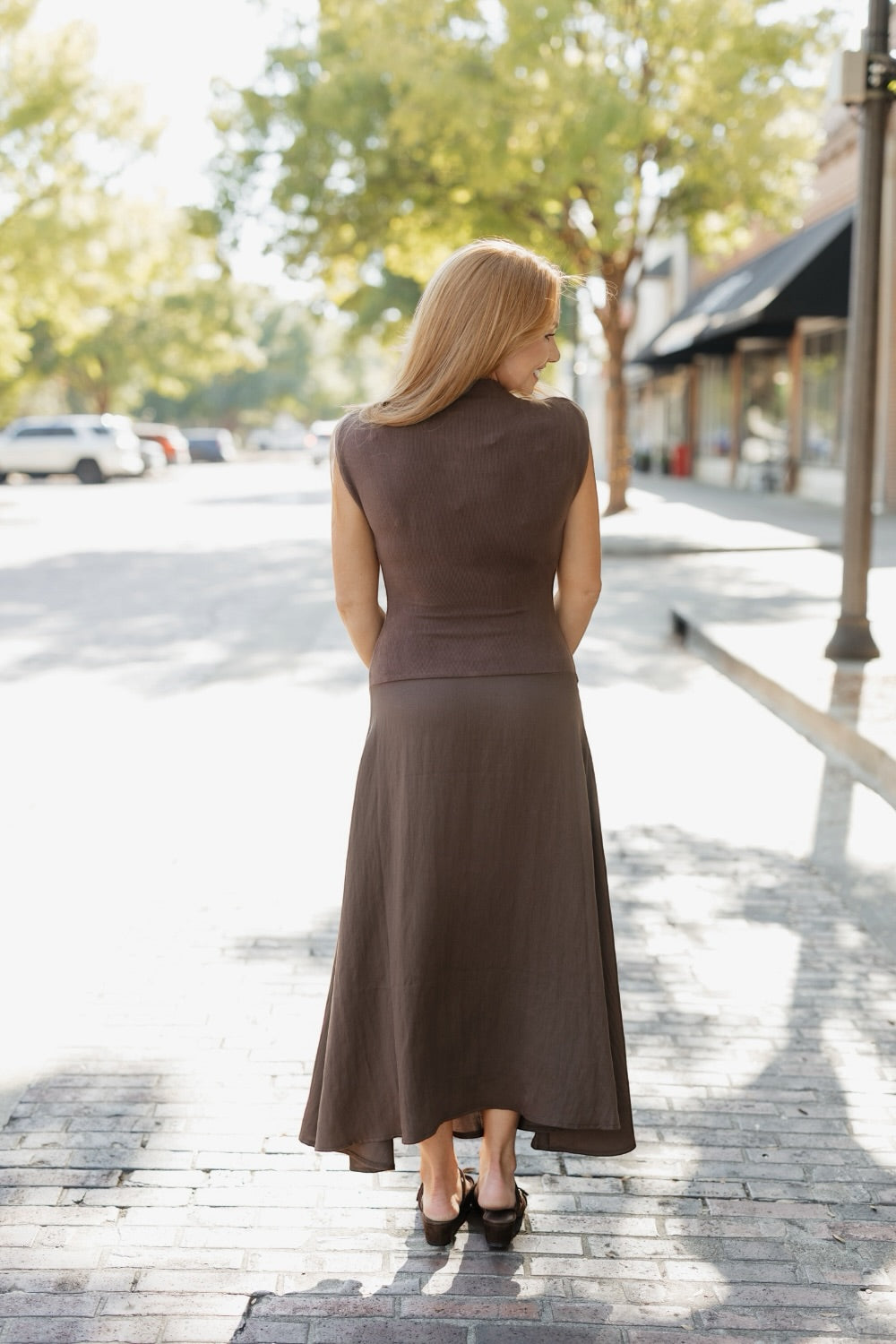Liora Chestnut Sweater Midi Dress