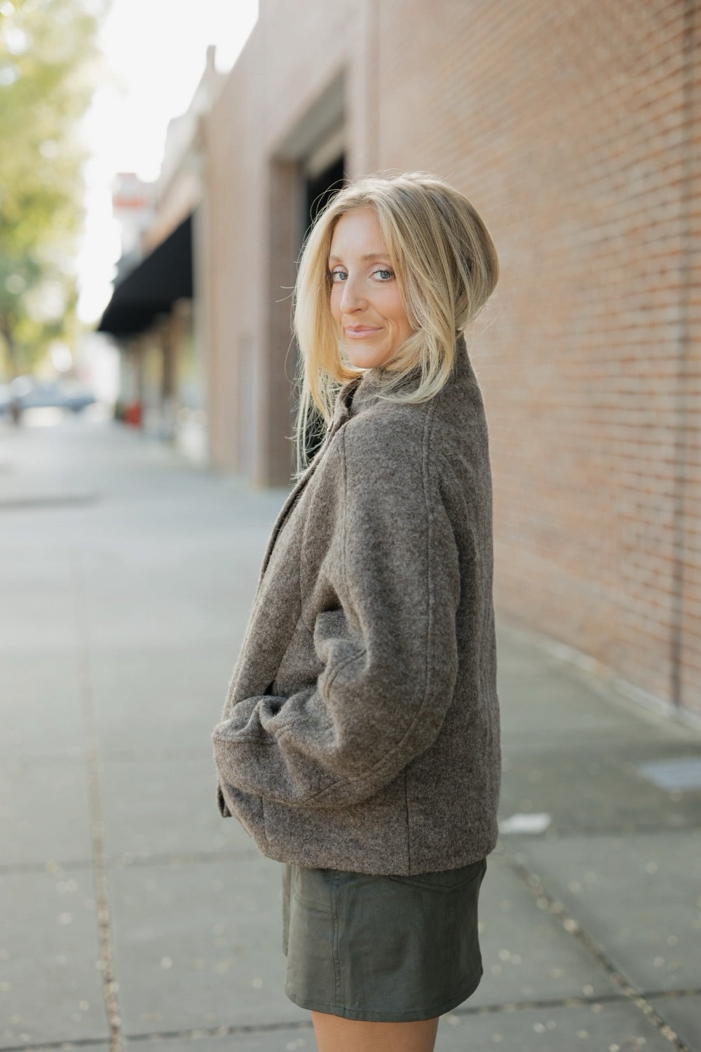 Autumn Mocha Wool Blend Cropped Coat