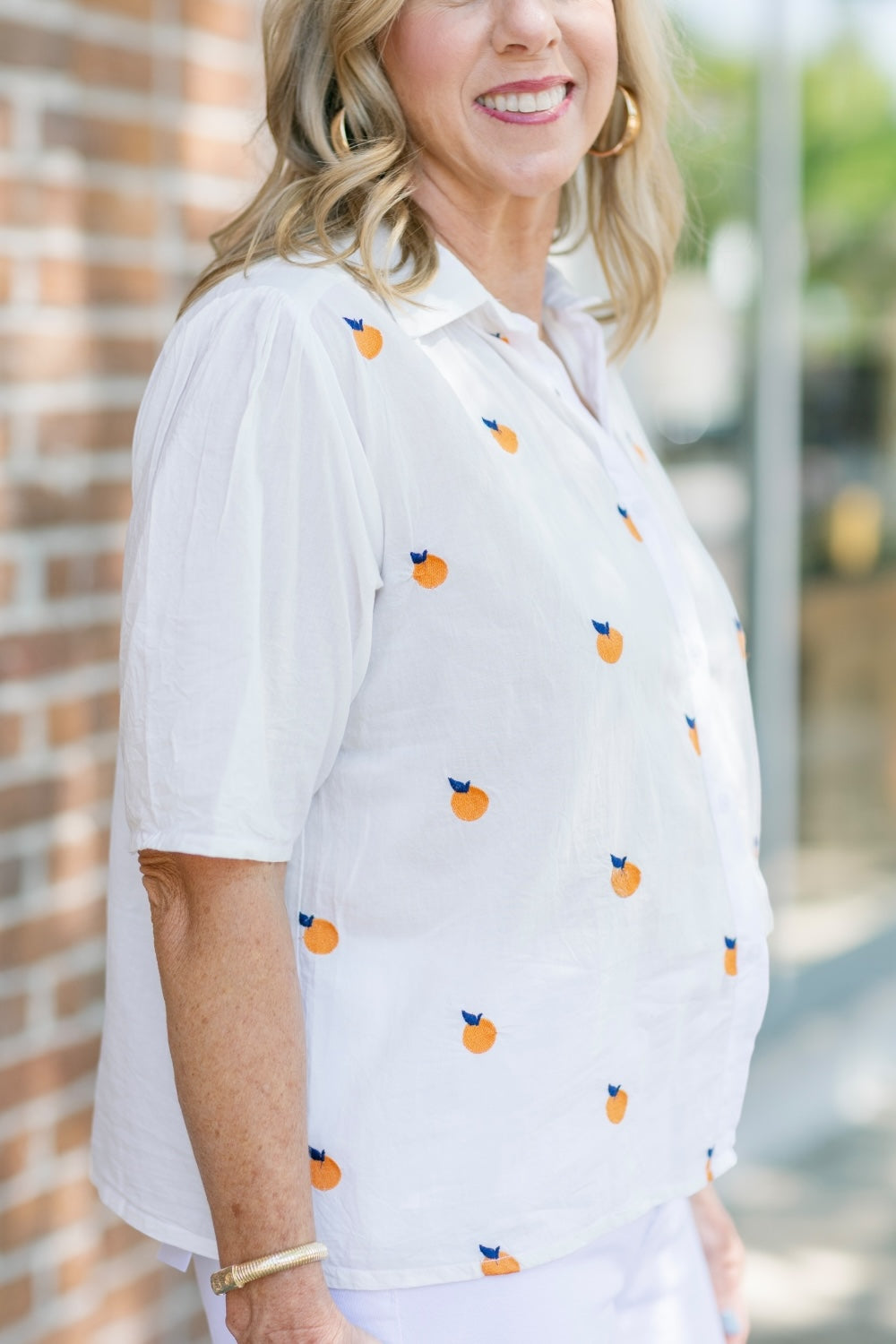 Orange Print Short Sleeve Top (XS-XL)