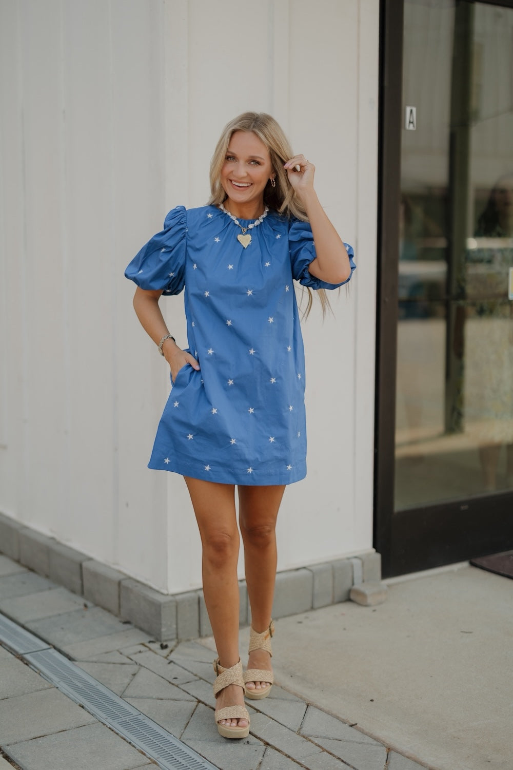 Star Embroidered Mini Dress