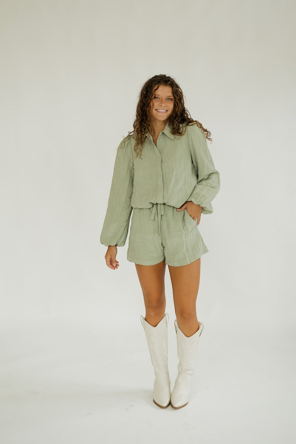 Ellen Sage Textured Elastic Waist Short