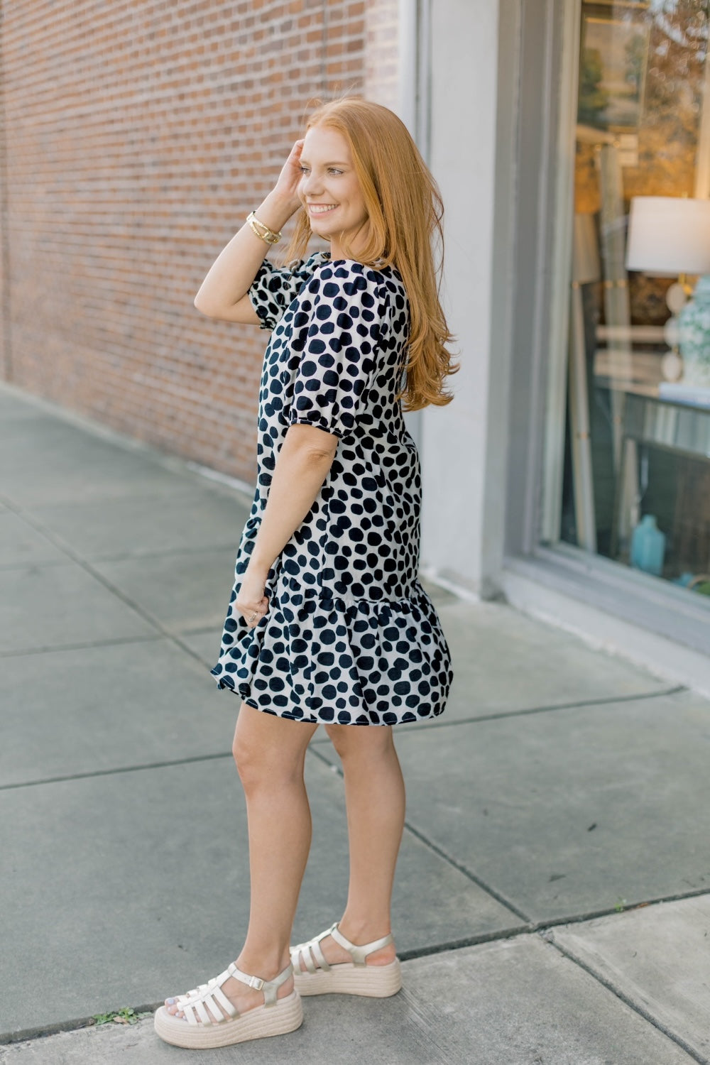 Penny Polka Dot Ruffle Bottom Dress