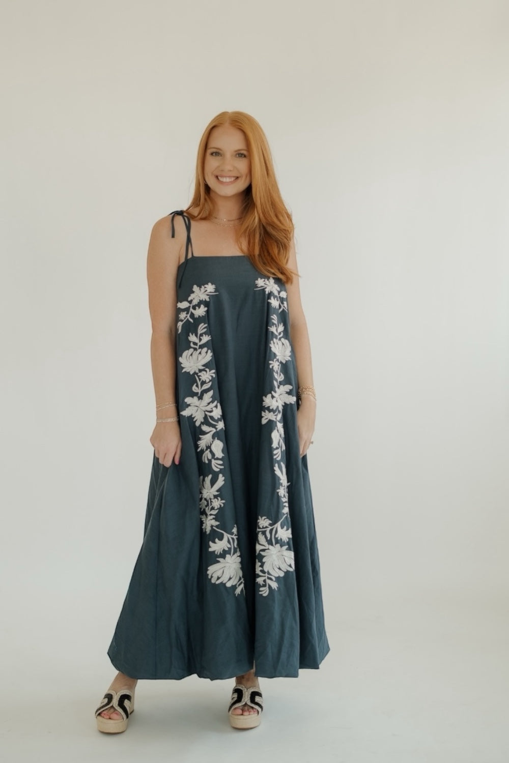 Emilie Embroidered Bubble Hem Maxi Dress (S-3XL)