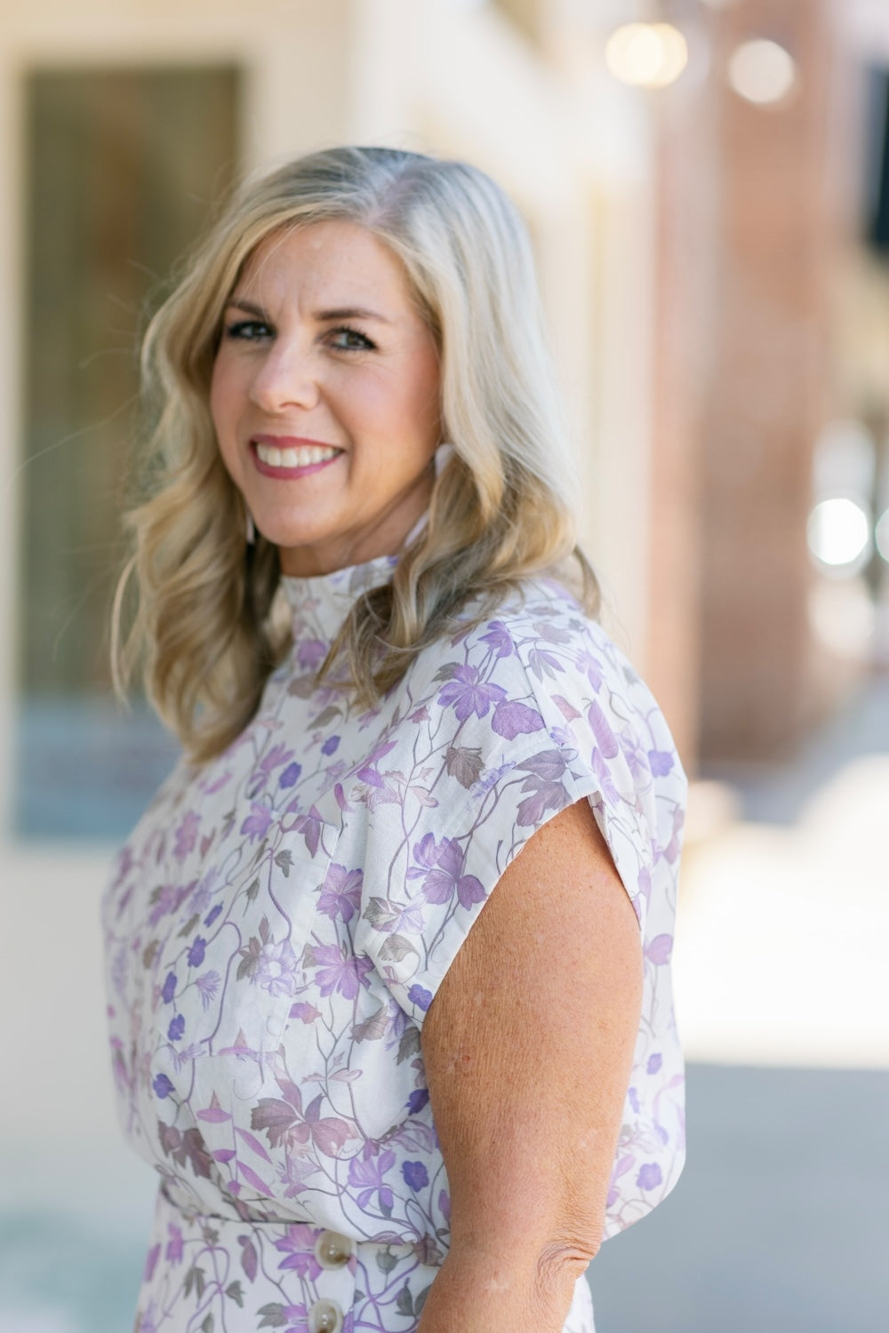 Missy Lavender Floral Mock Neck Top