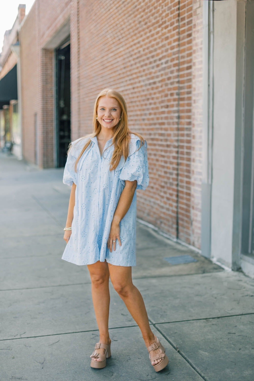 Brayden Eyelet Scallop Collar Dress