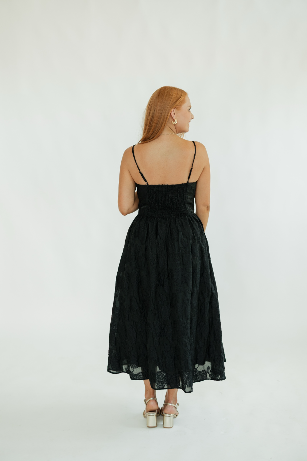 Ingrid Black Midi Dress