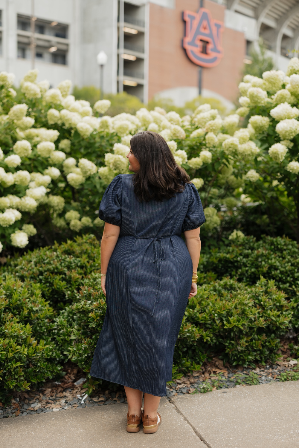 Clara Pinstripe Denim Button Up Dress