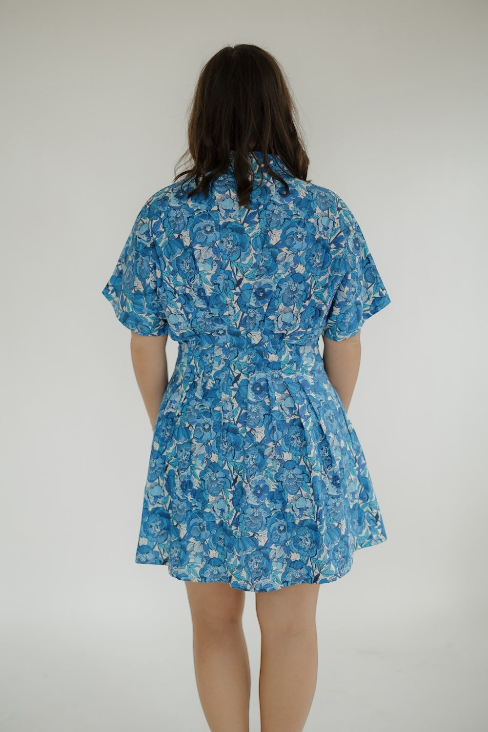Twyla Blue Peonies Mini Dress