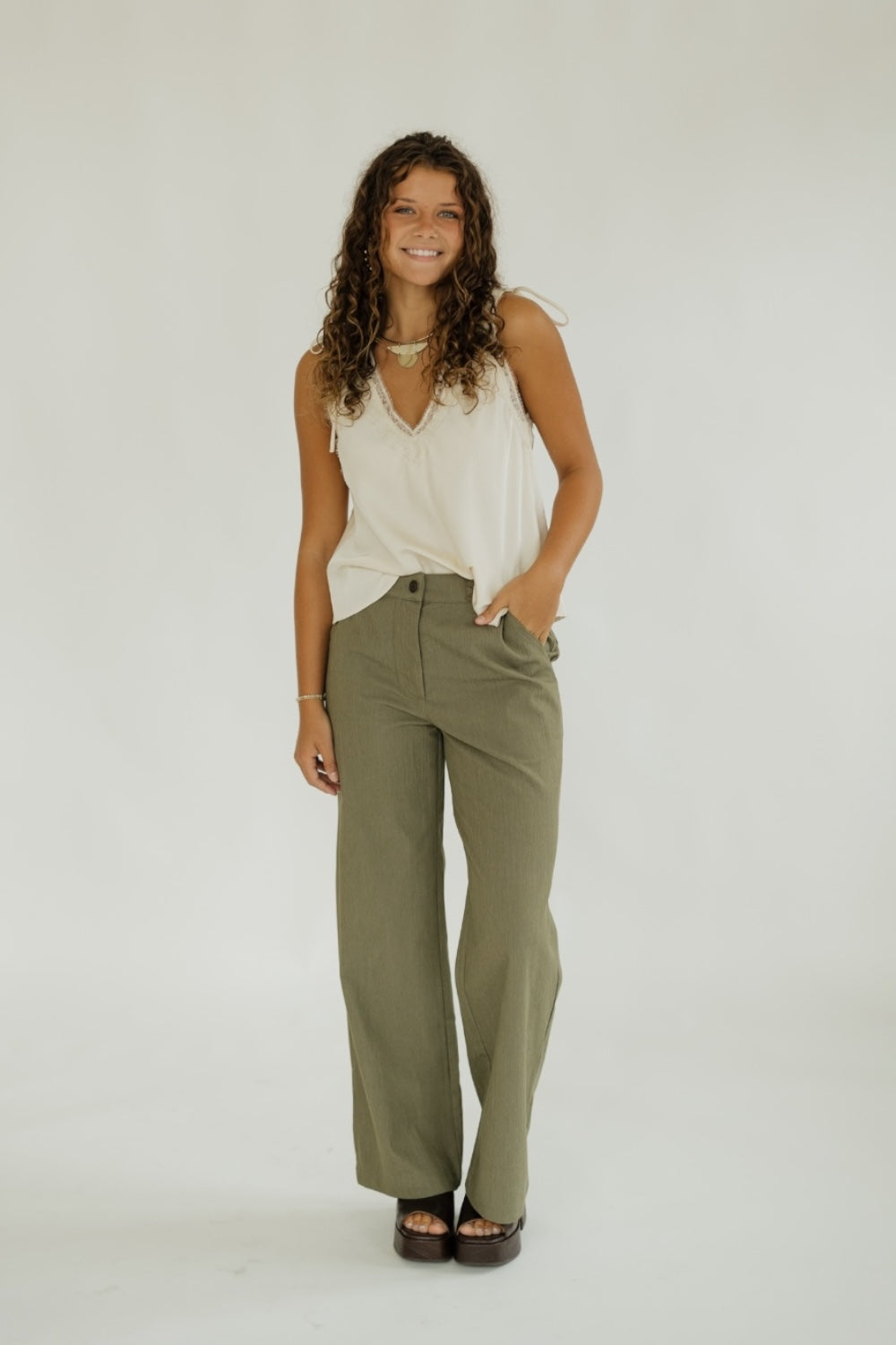 Olive Braided Waist Pant (XS-XL)