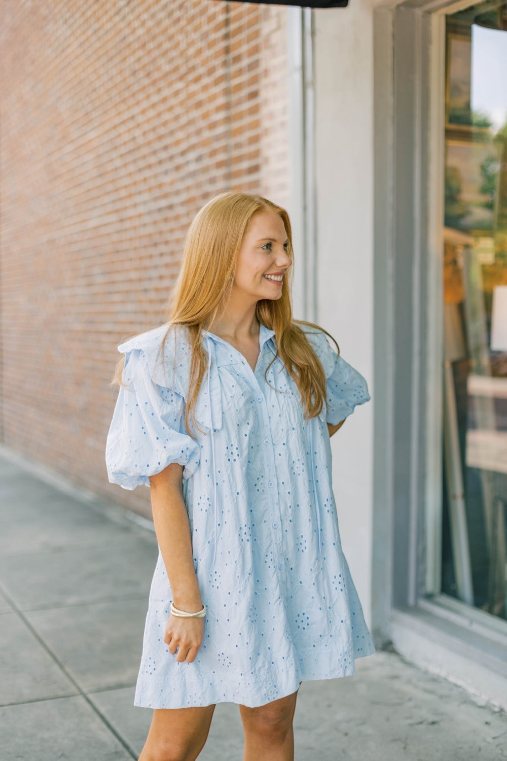 Brayden Eyelet Scallop Collar Dress