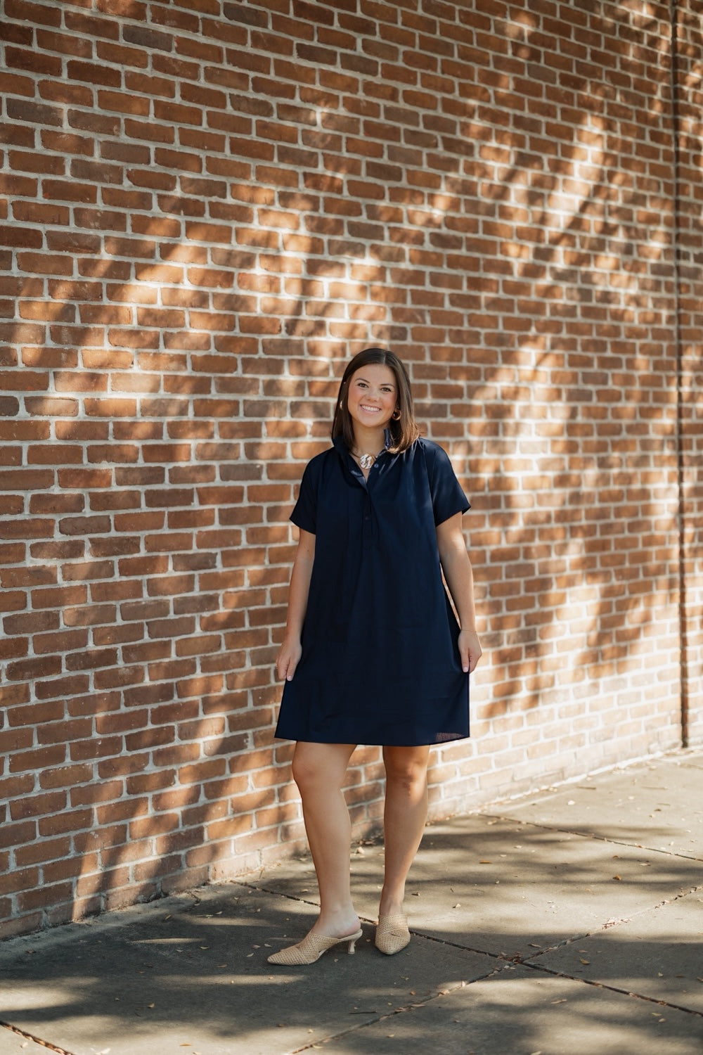 Emma Navy Shift Dress (S-3XL)