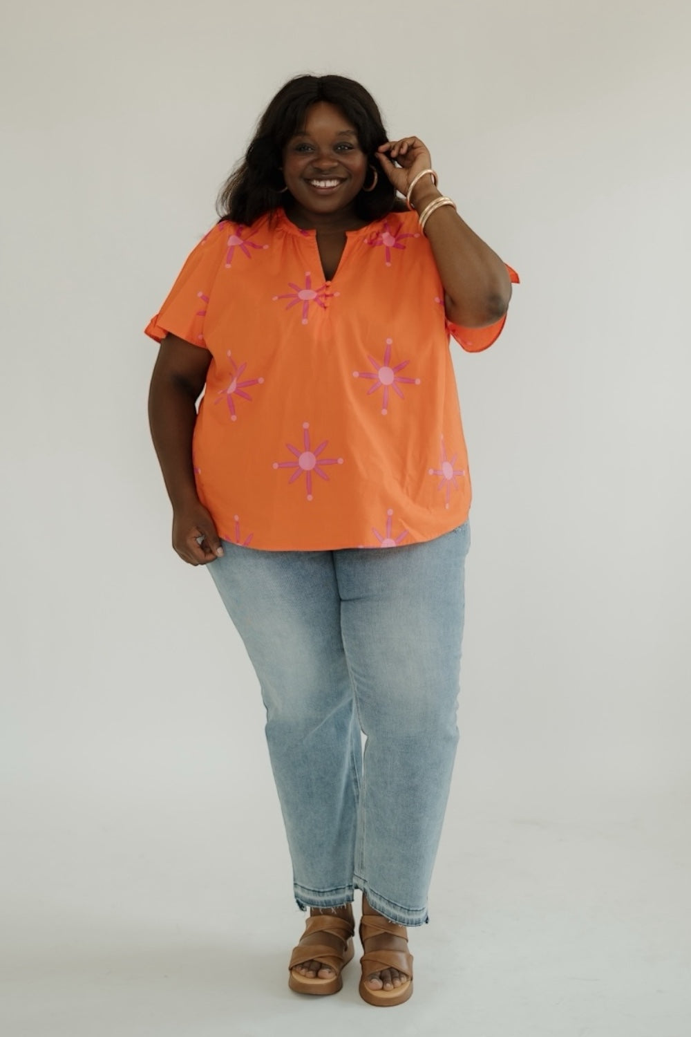 Karani Orange Starburst Top