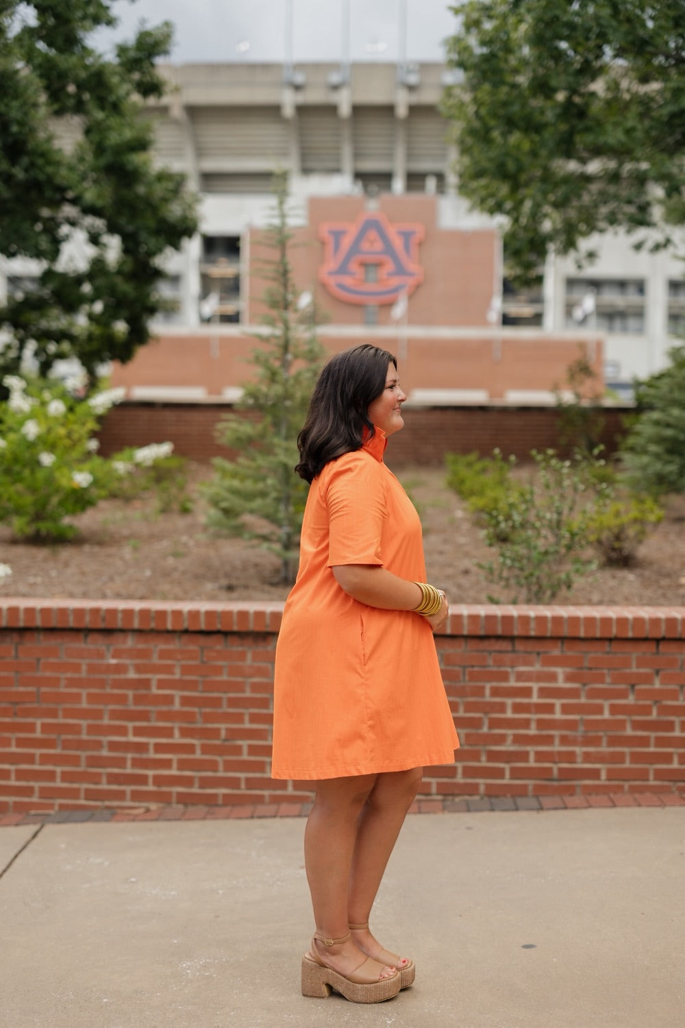 Olivia Orange Pinstripe Dress (S-3XL)