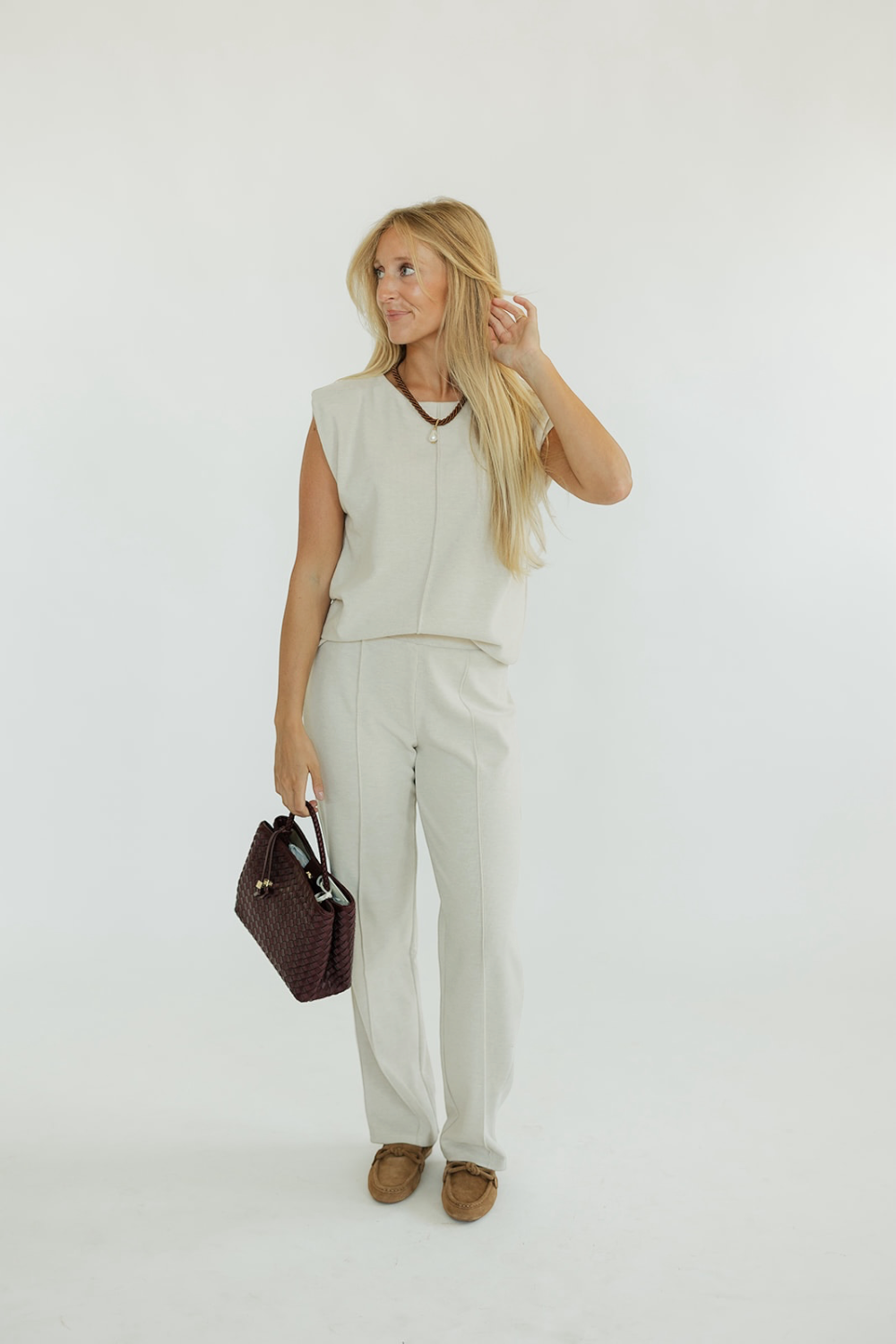 Benny Biege Front Seam Sweater Top