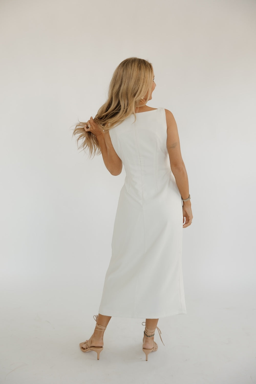 Addie Ivory Assymetrical Midi Dress