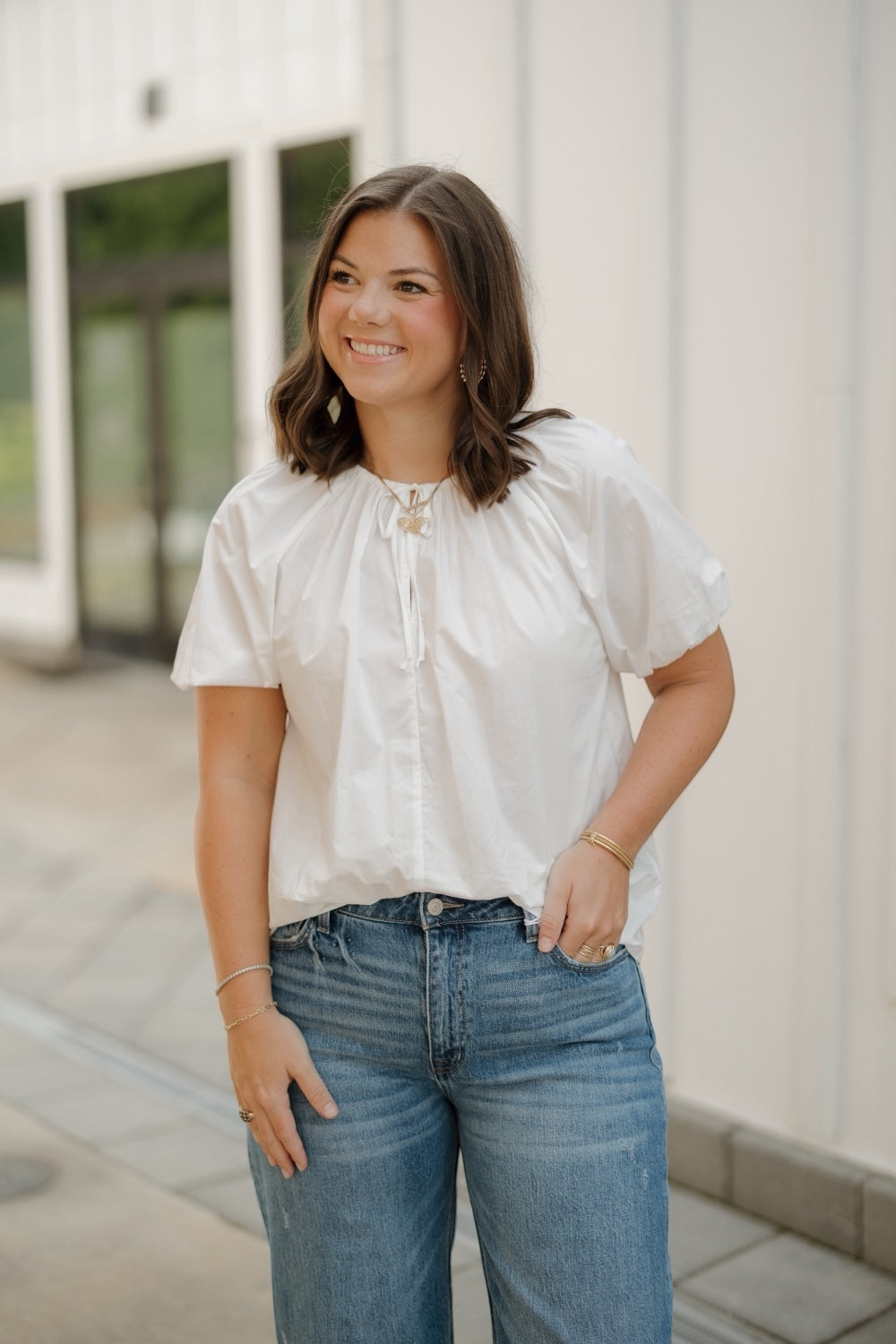 JuJu White Cotton Blouse