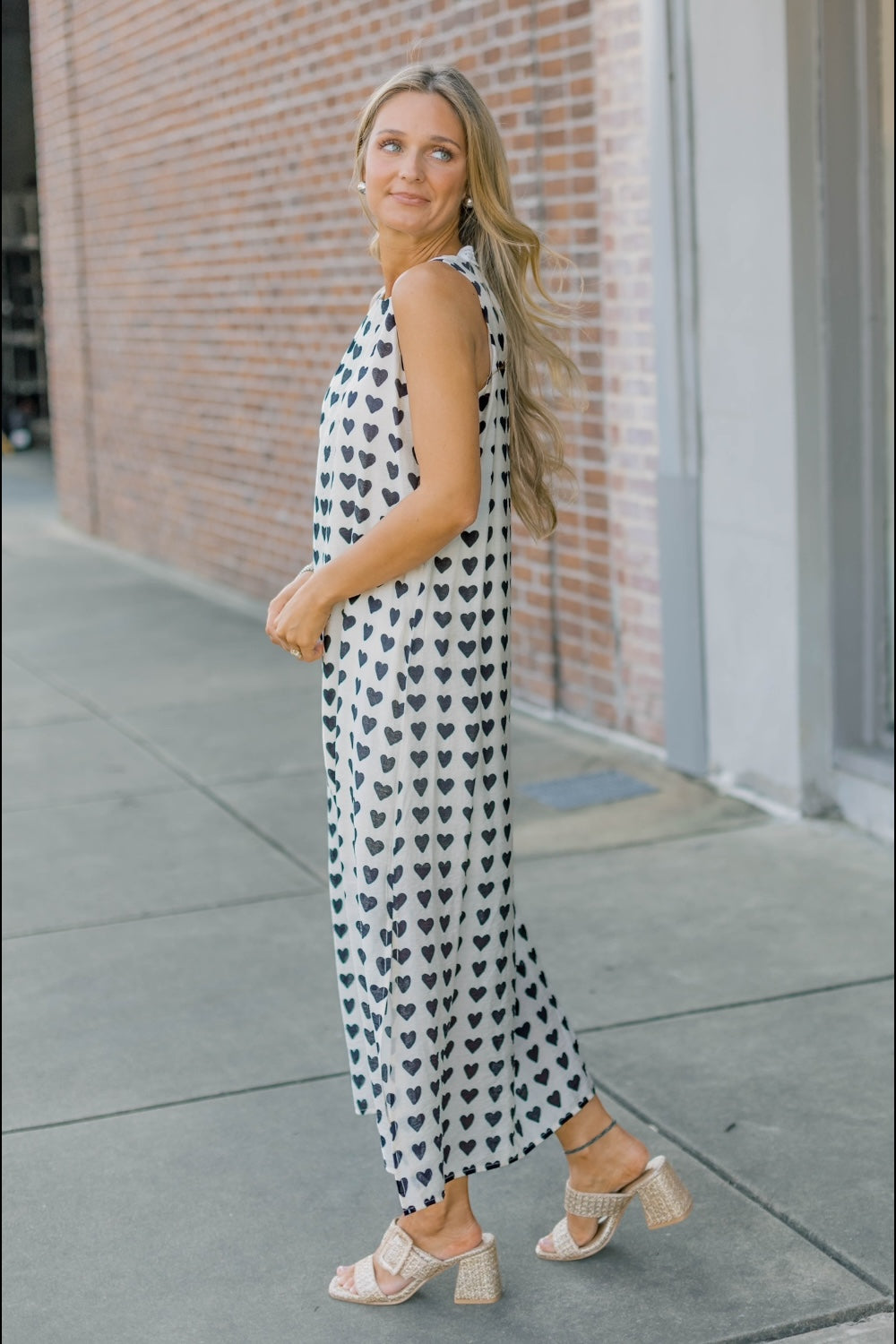 Heart Print Midi Dress