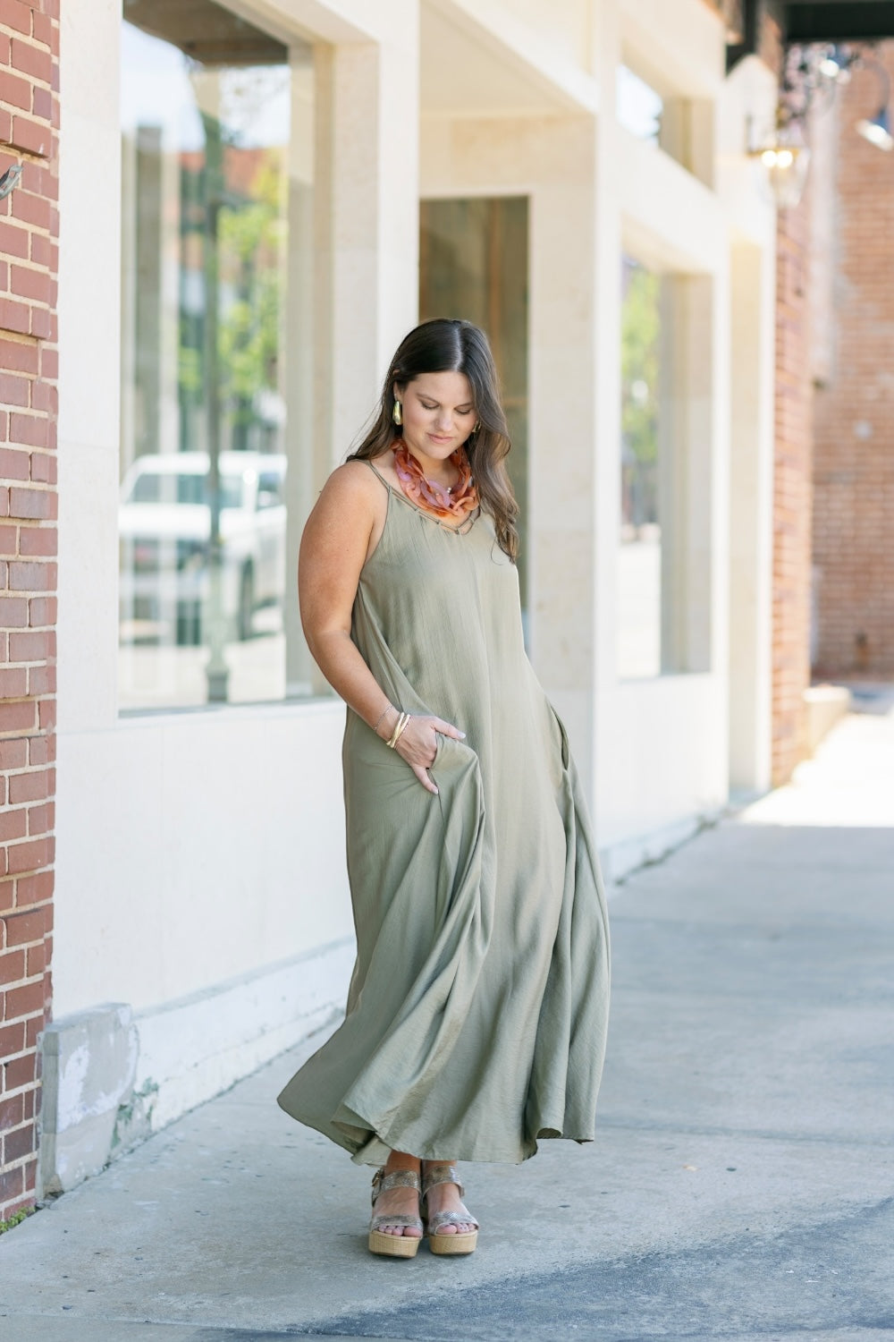 Tanya Taupe Textured Woven Maxi Dress