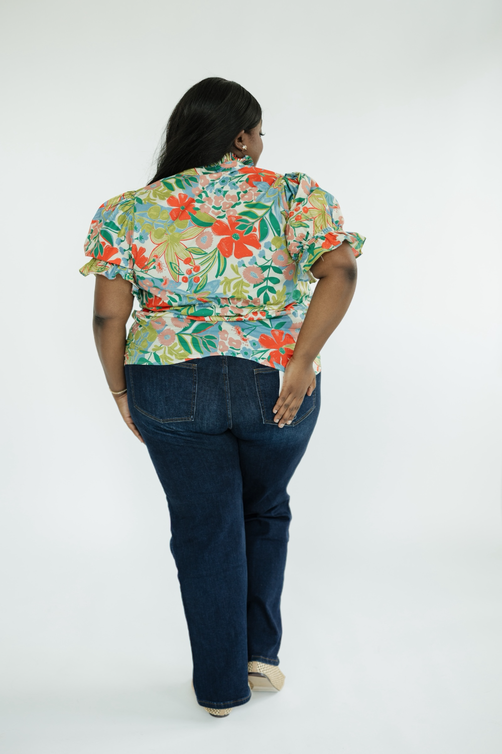 Toni Floral Ruffle Neck Top (S-2XL)