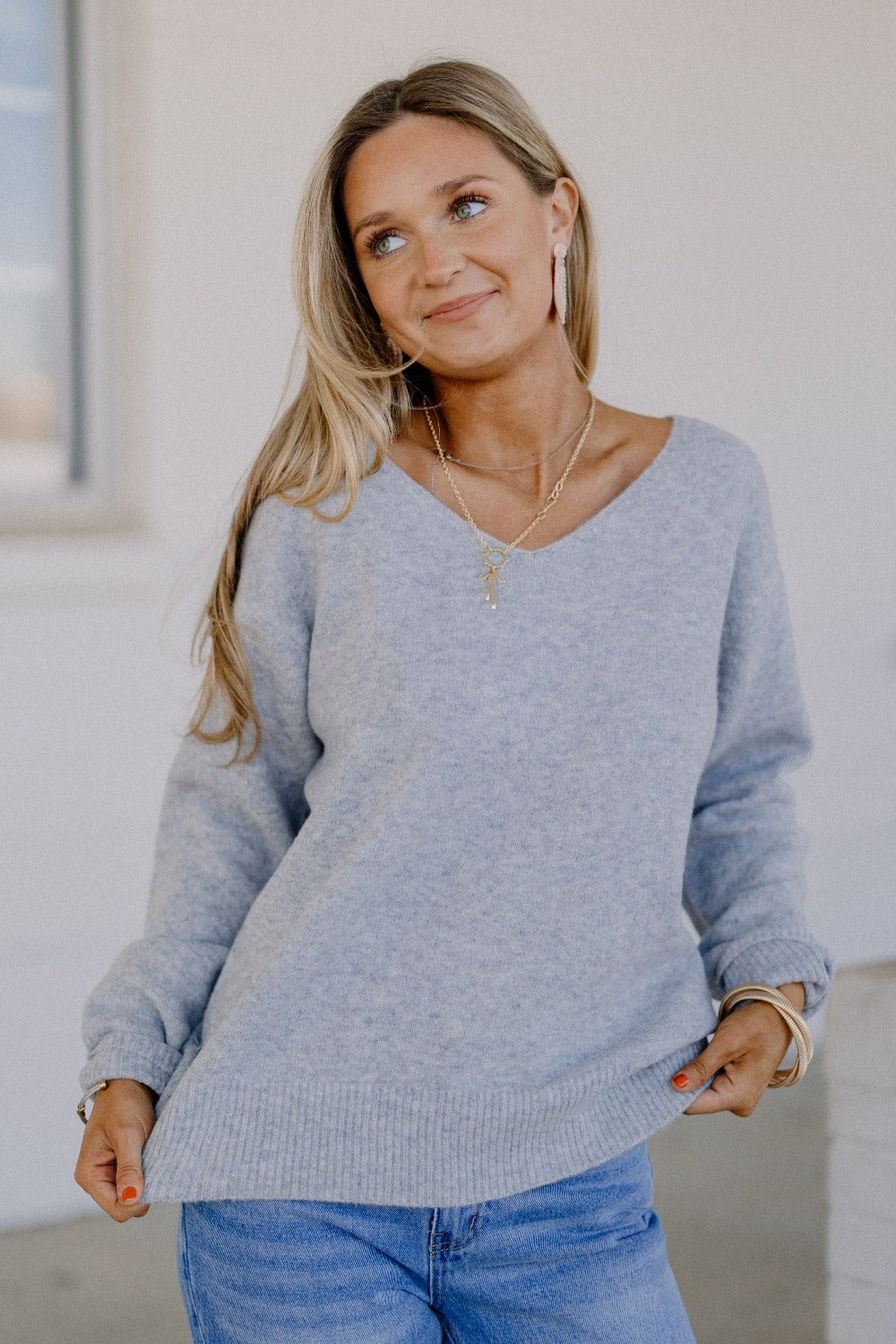 Lydia Classic Grey Long Sleeve Sweater (XS-3XL)