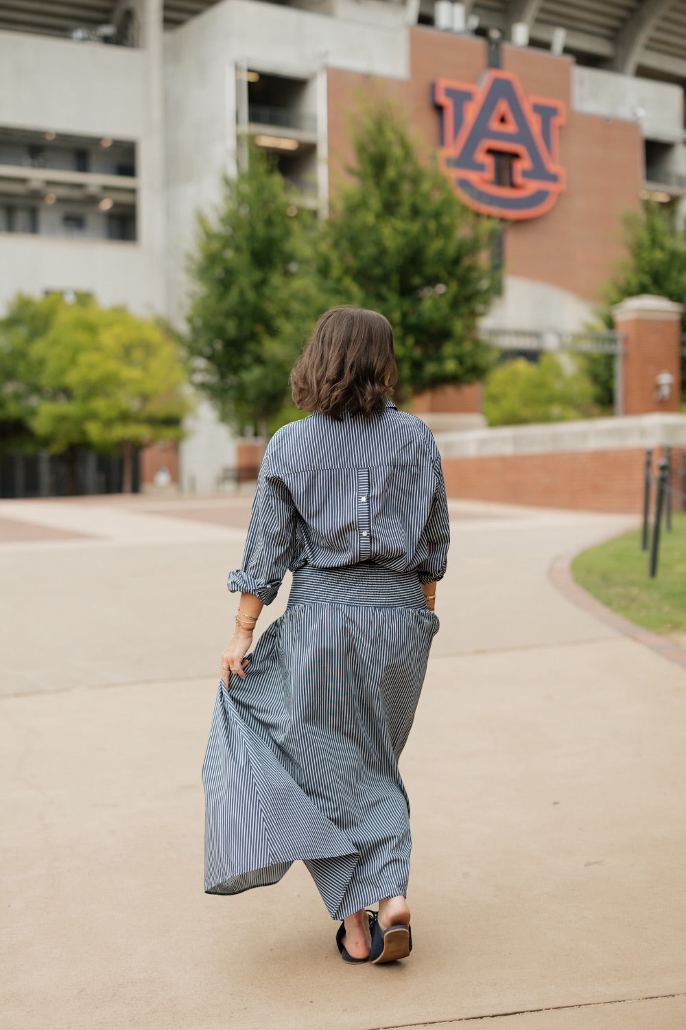 Blair Navy Stripe Curved Waist Maxi Skirt (XS-XL)