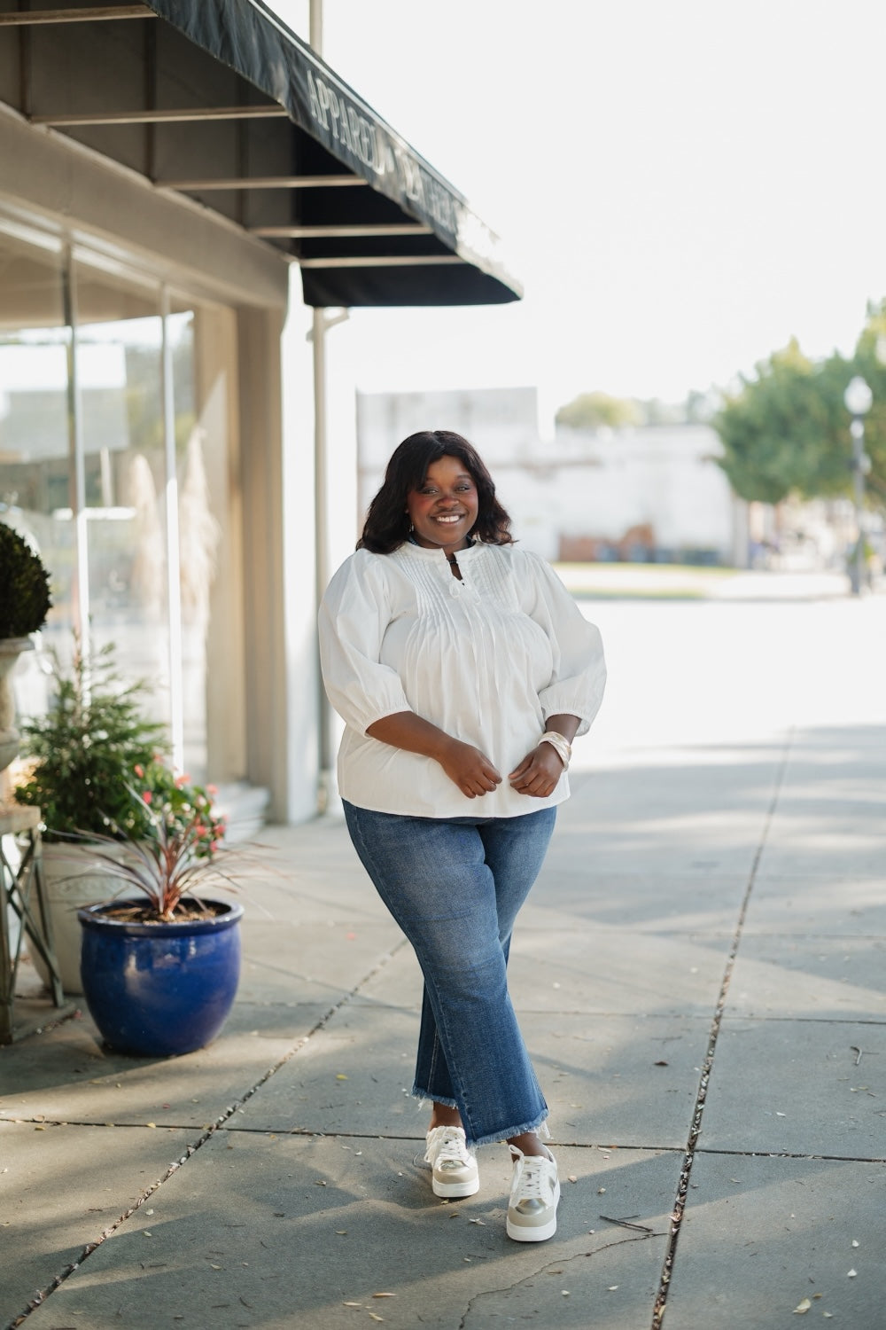 Laurel Tie Front White Poplin Blouse (S-3XL)