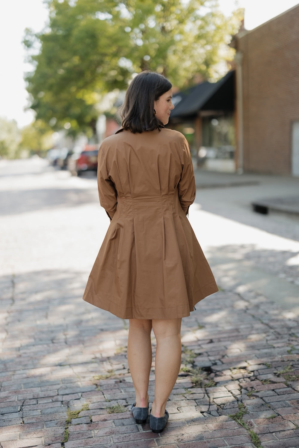 Taylor Camel Tailored Mini Shirt Dress