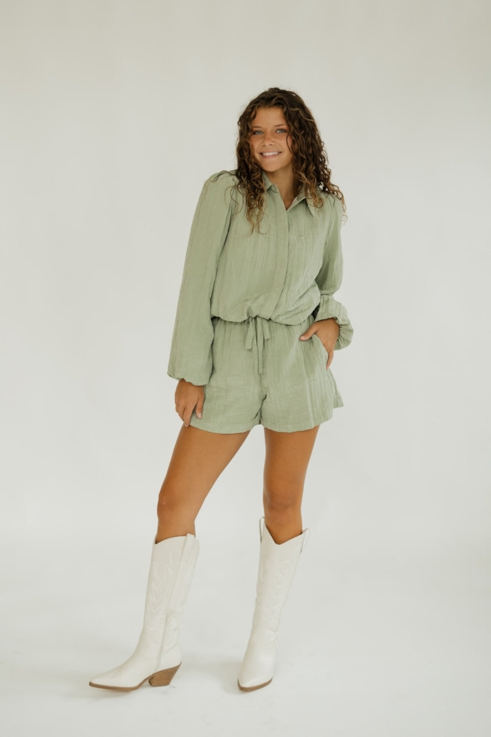 Ellen Sage Textured Elastic Waist Short