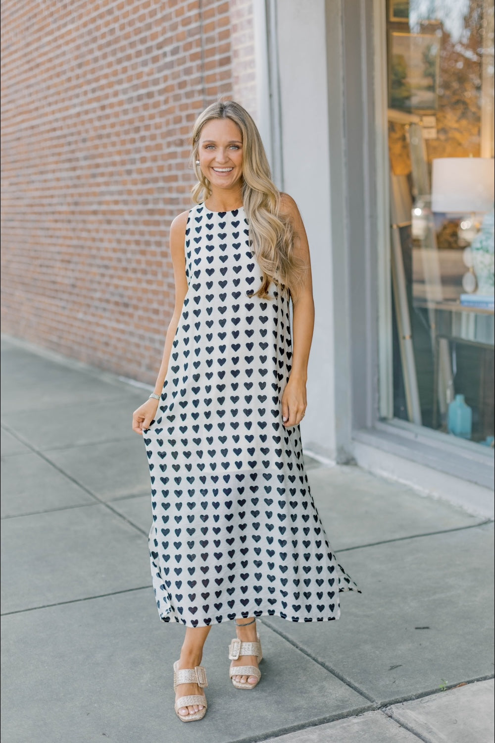 Heart Print Midi Dress