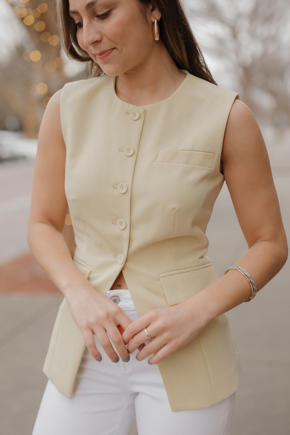 Butter Sleeveless Blazer Top