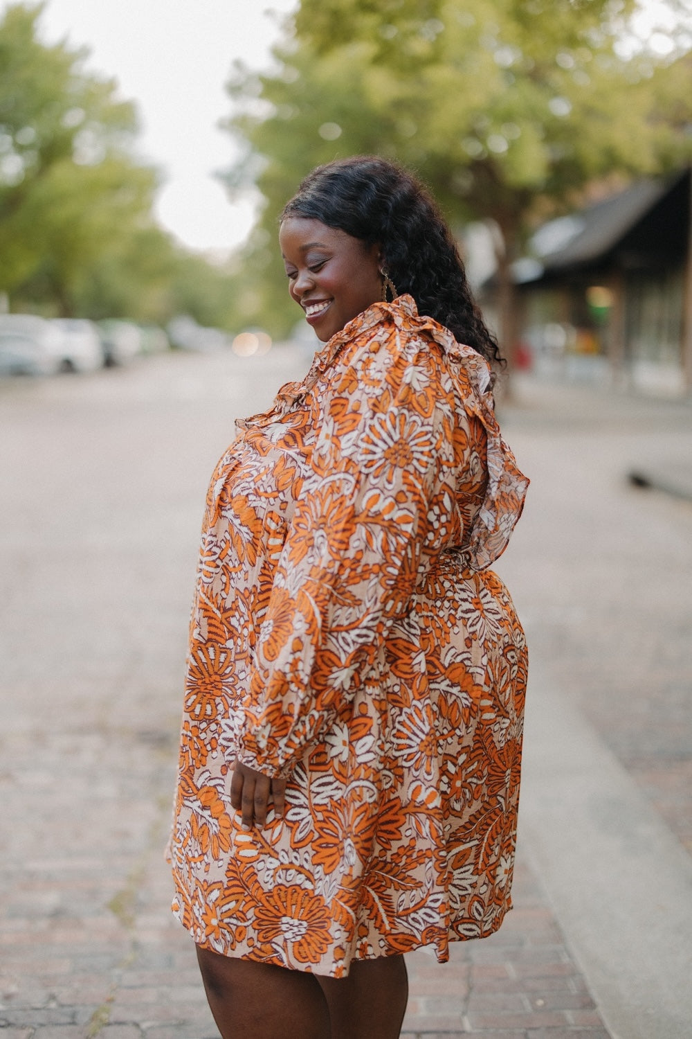 Sadie Salmon Printed Dress (S-3XL)
