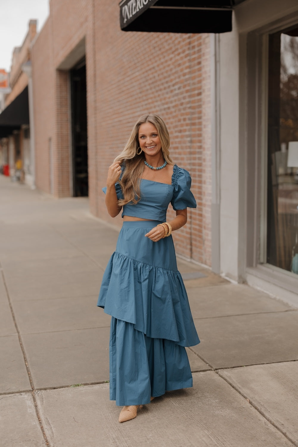Debbie Deep Teal Poplin Skirt