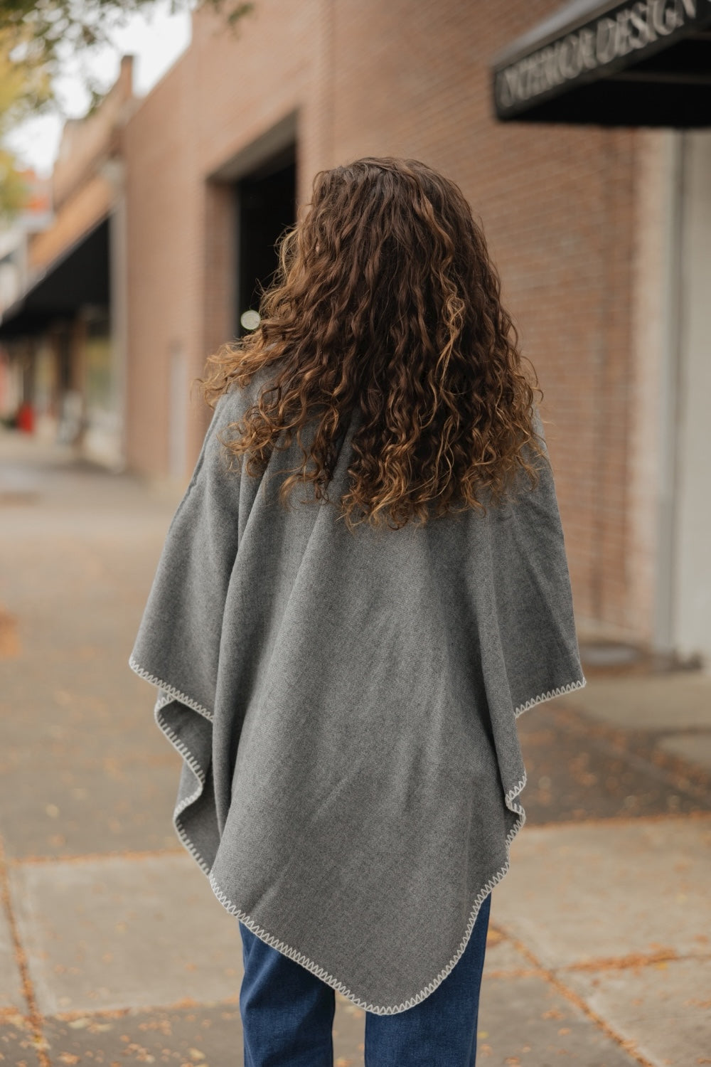 Gray Whipstitch Wrap with Scarf