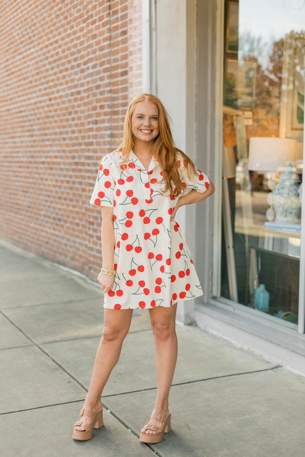 Cherry Print Shift Dress