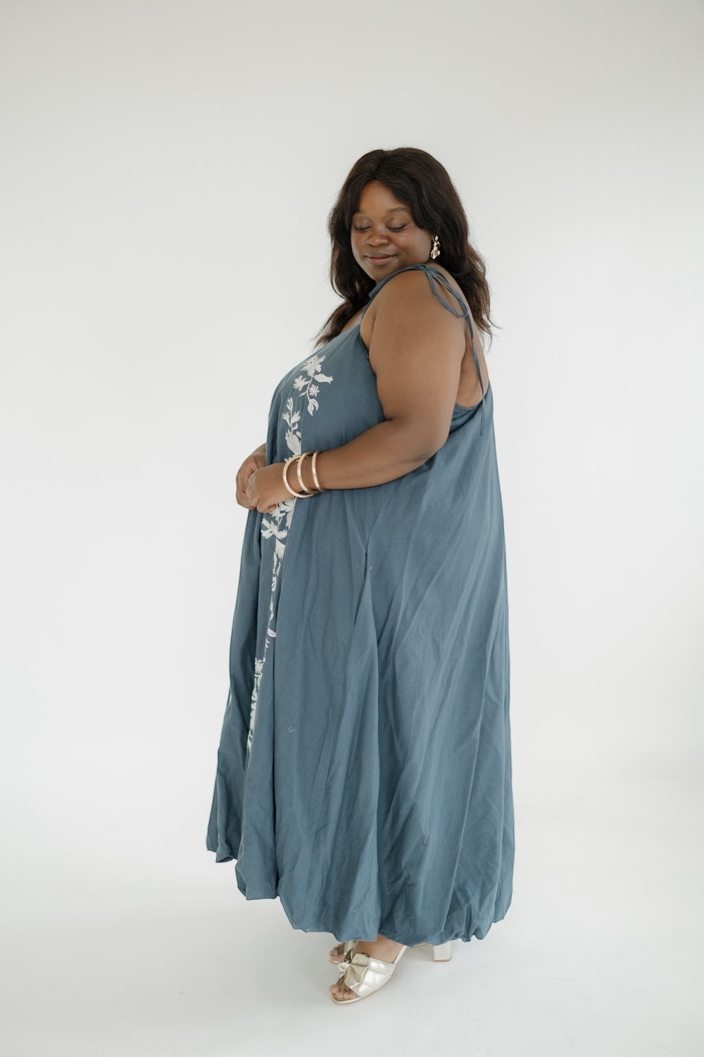 Emilie Embroidered Bubble Hem Maxi Dress (S-3XL)