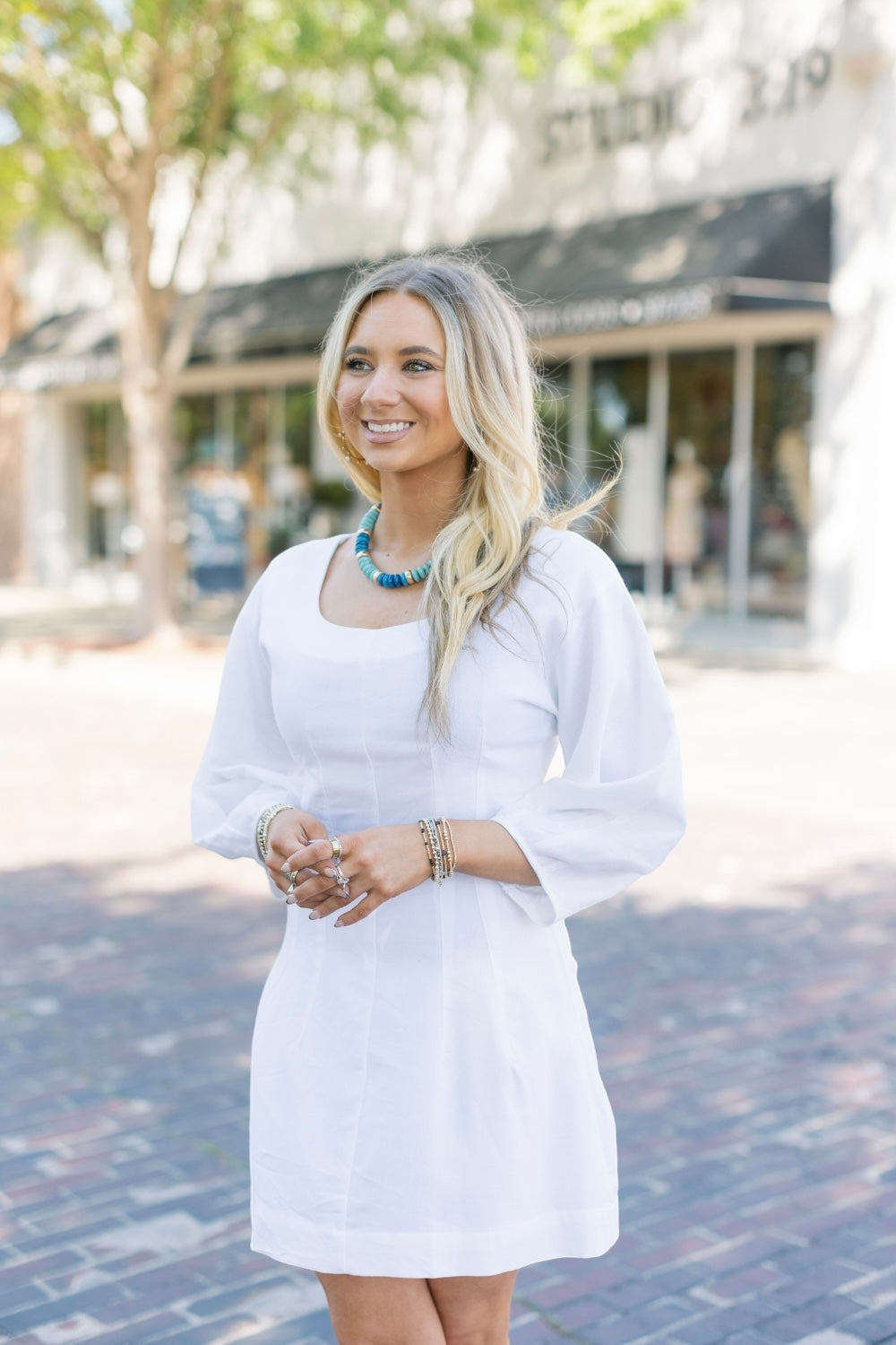 Linley White Linen Midi Dress
