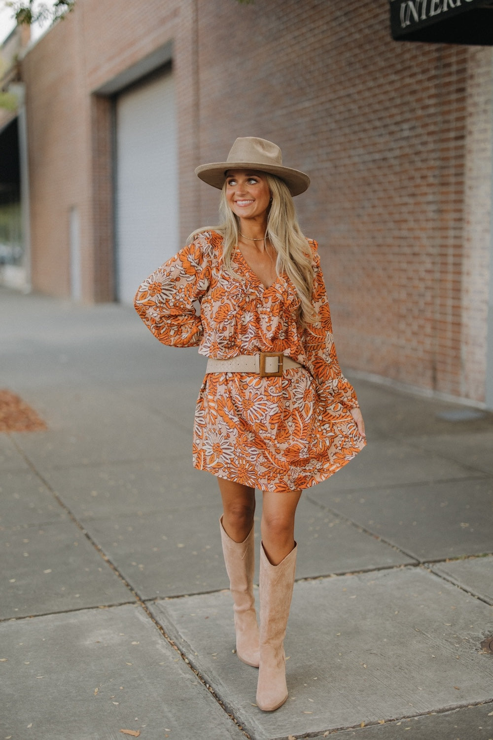 Sadie Salmon Printed Dress (S-3XL)