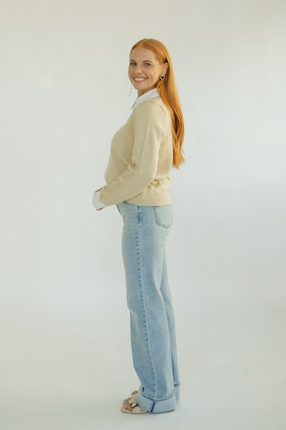 Azira Mix Media Collared Sweater (XS-3XL)