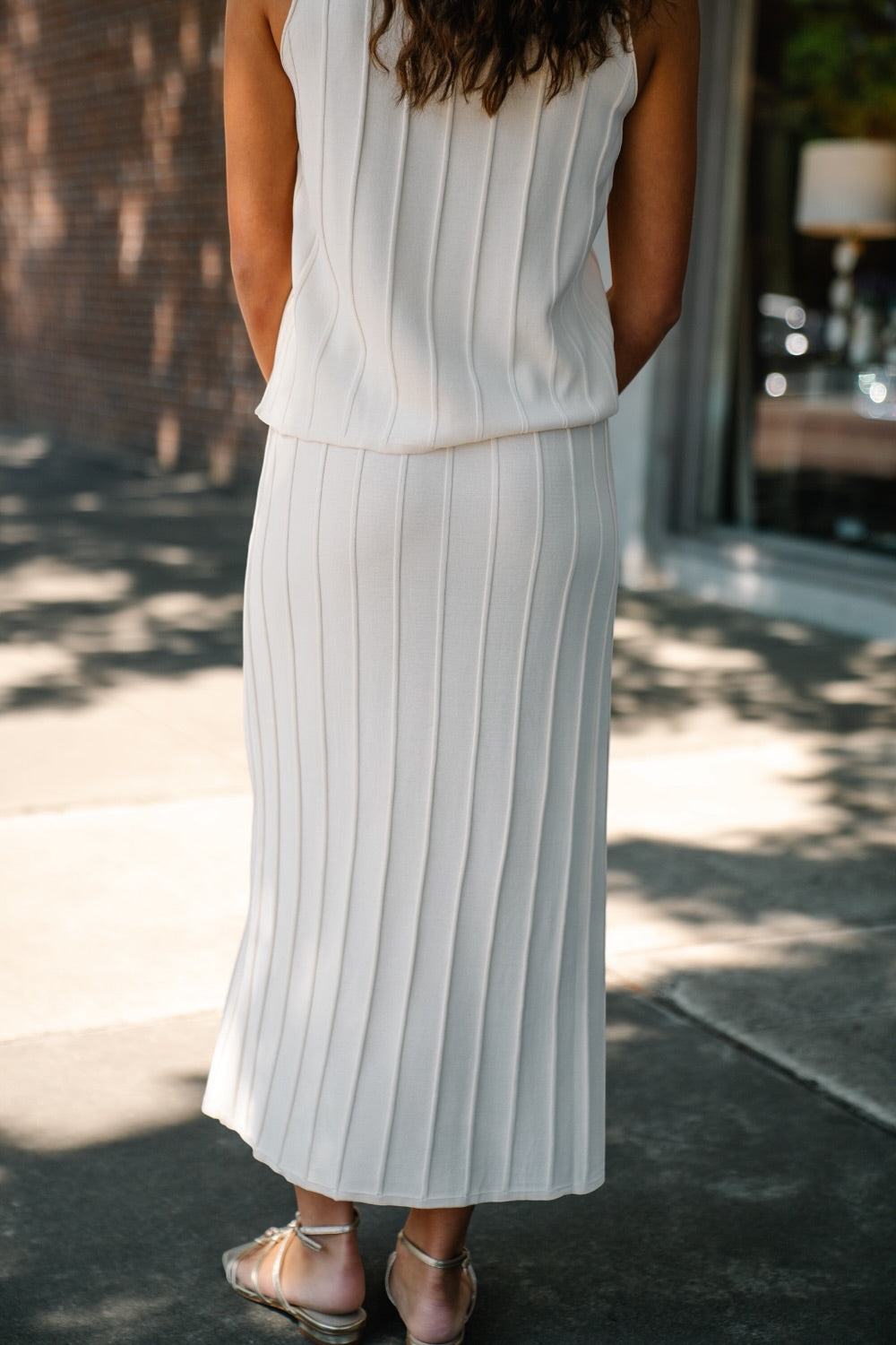 Riley Panel Beige Midi Skirt