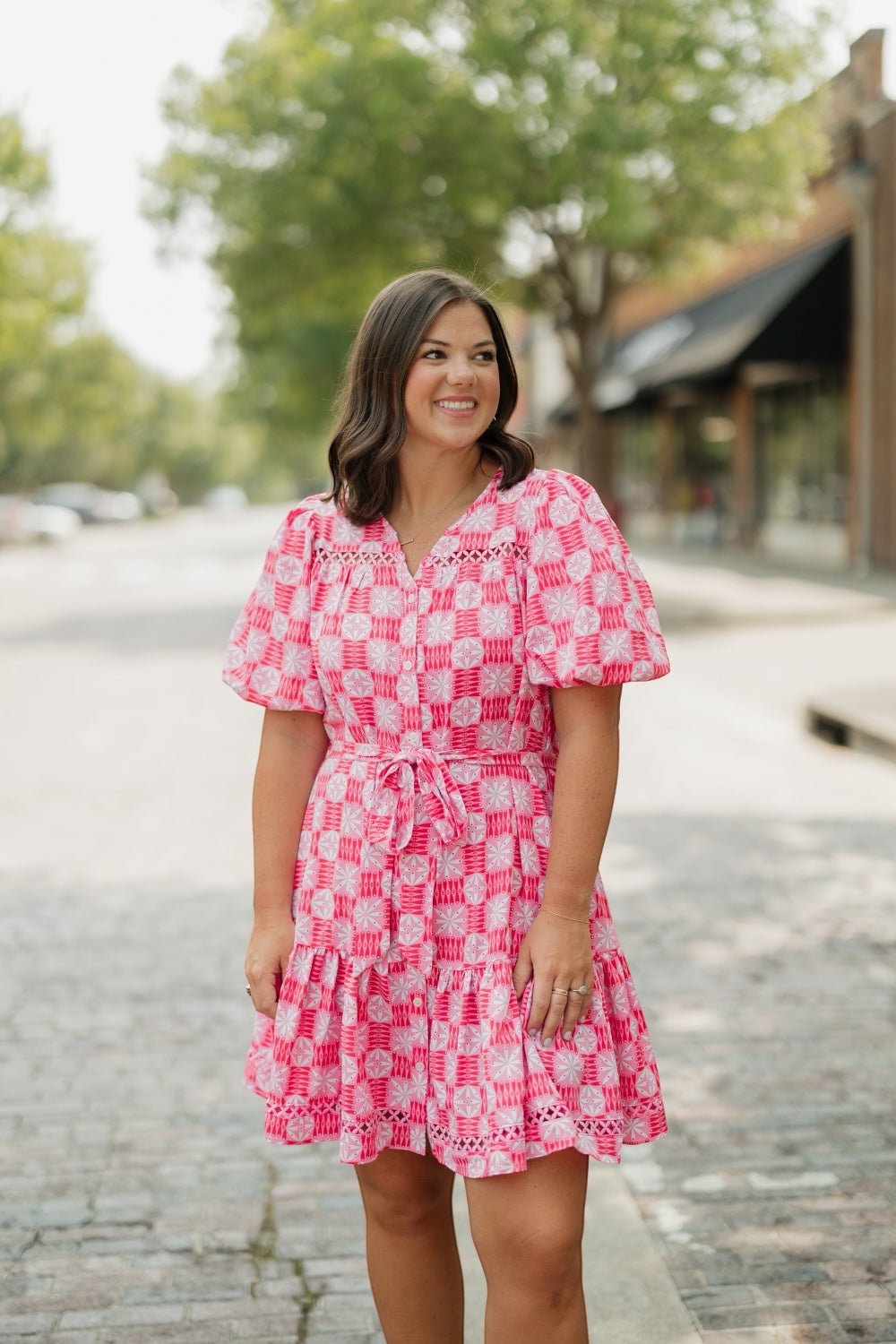 The Addison Quilted Charm Red Dress