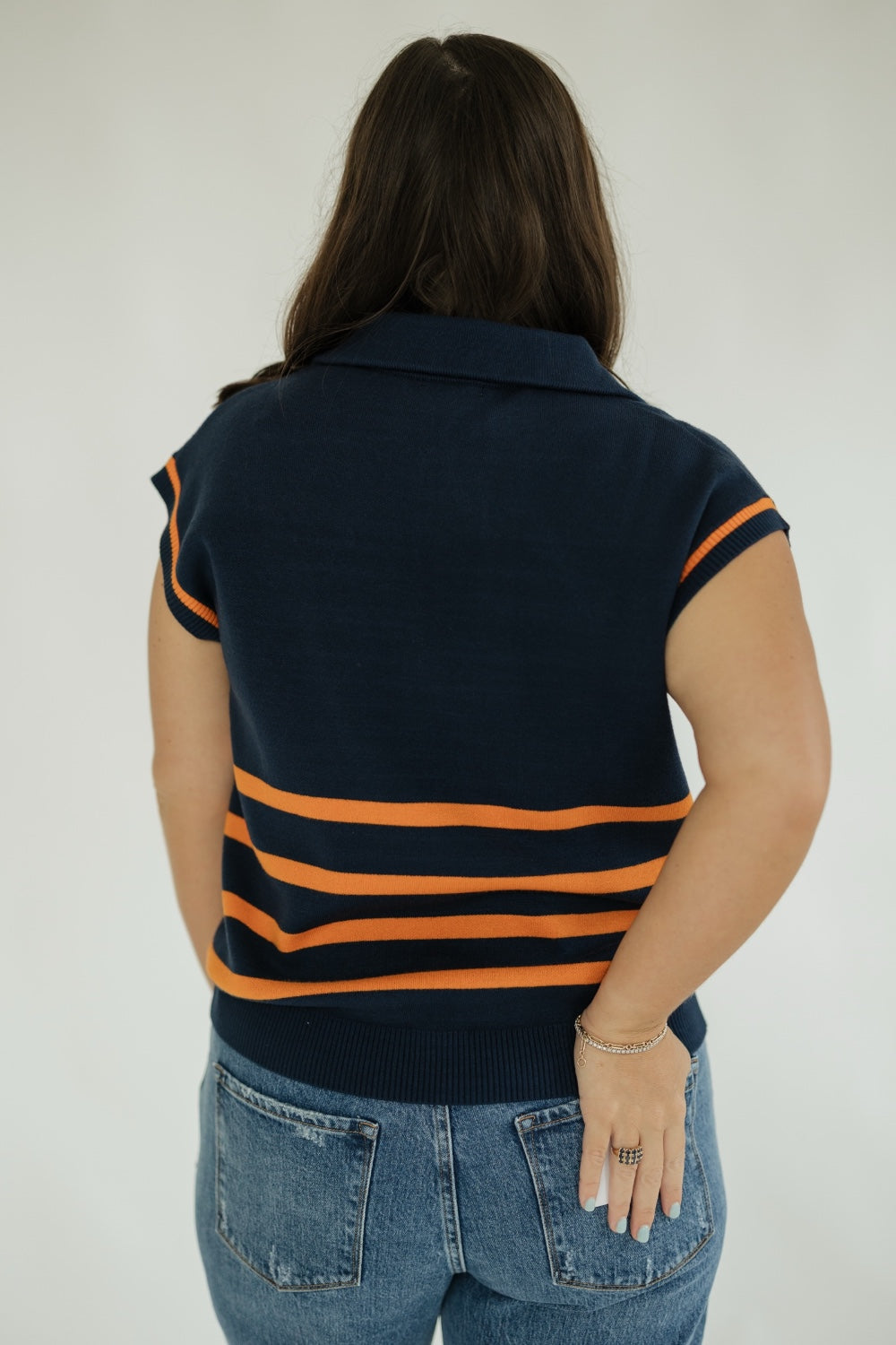 Celia Sweater in Navy/Orange