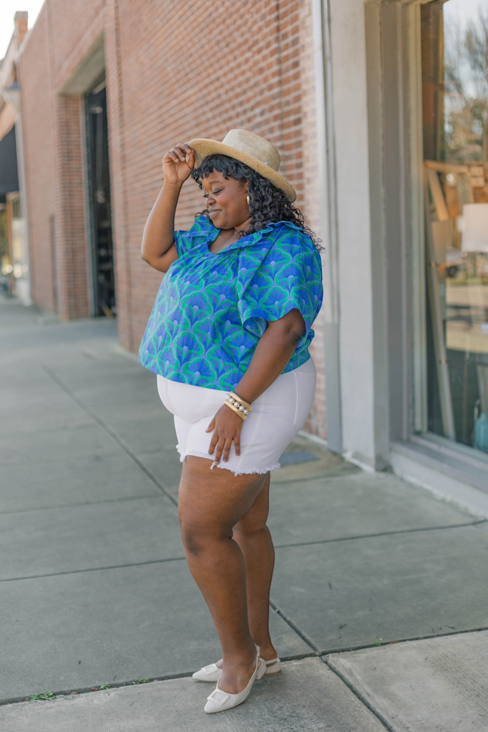 Sera Floral Poplin Ruffle Top